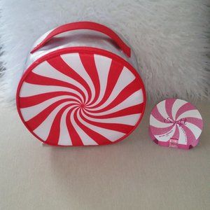 Clinique peppermint twist soft train case bag with bonus perfume sample  NWOT